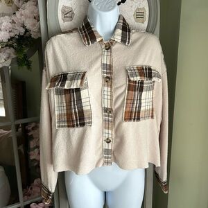 Women’s ILLA ILLA Cropped Lightweight Flannel Shirt Size M